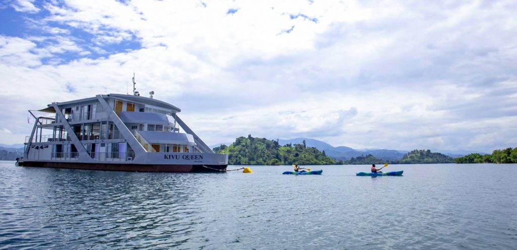 The the new Mantis Kivu Queen uBuranga vessel providing Lake Kivu luxury boat experience, a one-of-a-kind adventure on Lake Kivu, Rwanda.